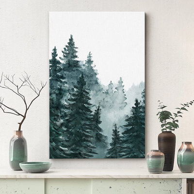 Woodland Forest Landscape " Pastel Pine Tree Forest Fog Nature "