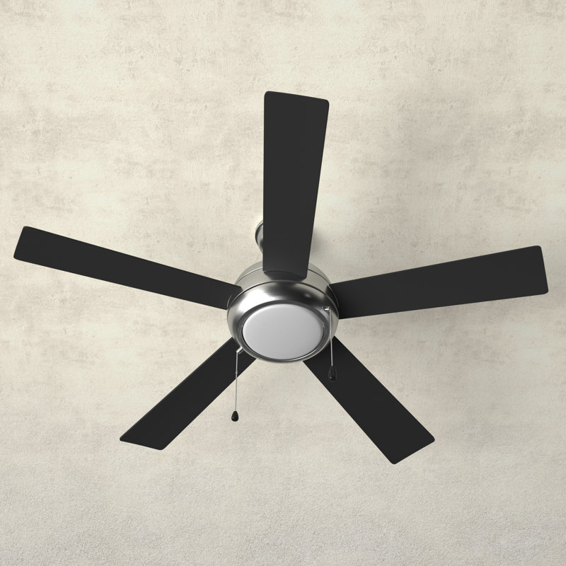 Marcin 52'' Ceiling Fan with LED Lights, Brushed Nickel Bronze with Black Blade