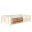 Structure de lit simple avec bibliothèque intégrée et garde-corps de sécurité, lit plateforme pour chambre d'enfant, beige-439096594-439096598