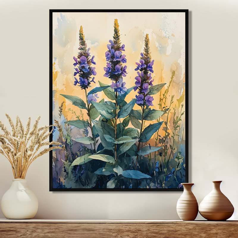 «Herbal Serenity In Green Pastels Impressionist I», reproduction d'art sur toile encadrée, H 32 po x l 16 po, Noir