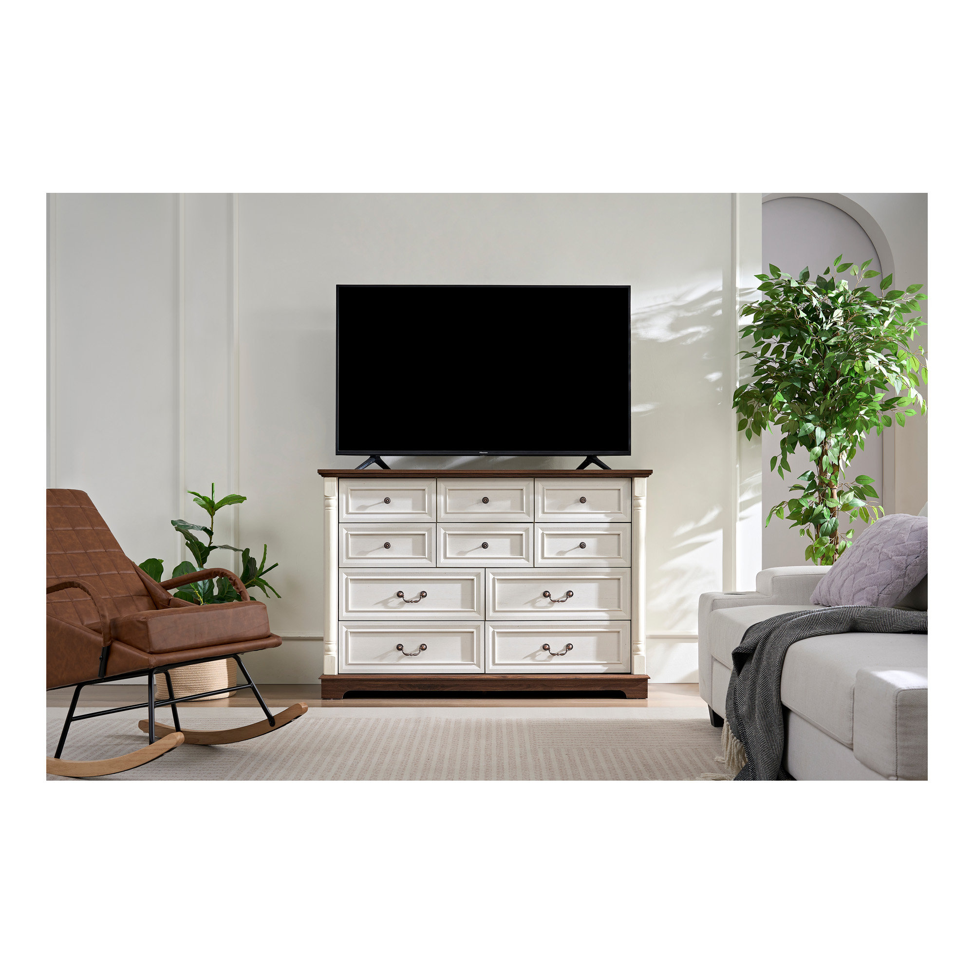 Ophelia & Co. 10 Drawer Dresser Chest for Bedroom with Wooden Base and ...