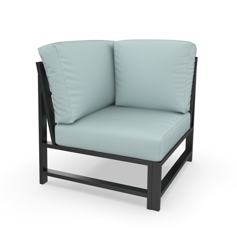 Chaise de patio modulaire d'extérieur Oltjana avec coussins Sunbrella, Bliss Dew