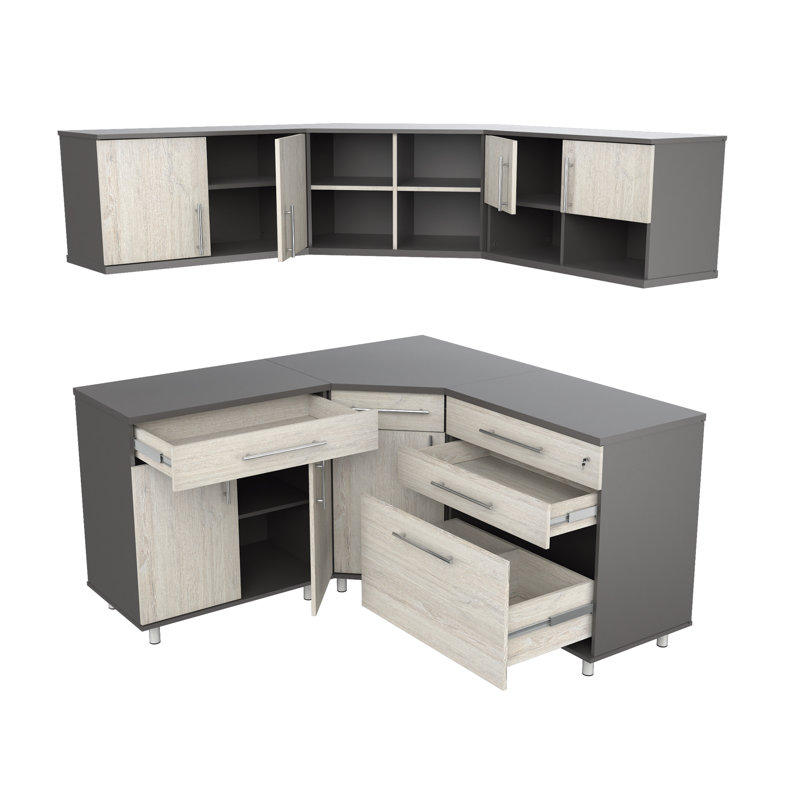 6 Piece Storage System, Chantilly Oak/Dark Gray