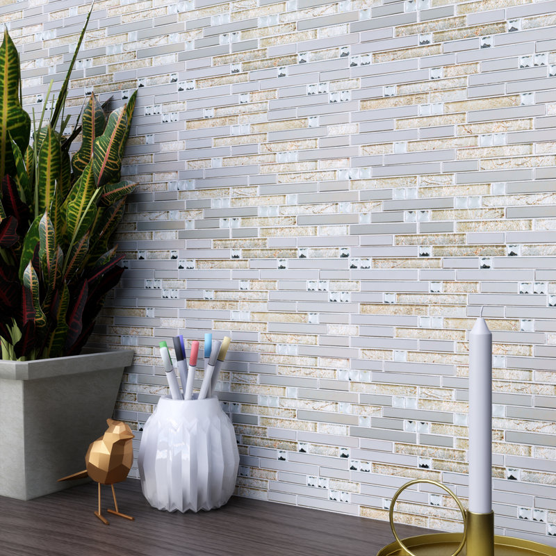 Carreau de mosaïque en verre 11,82 po x 11,82 po Diamond, Beige