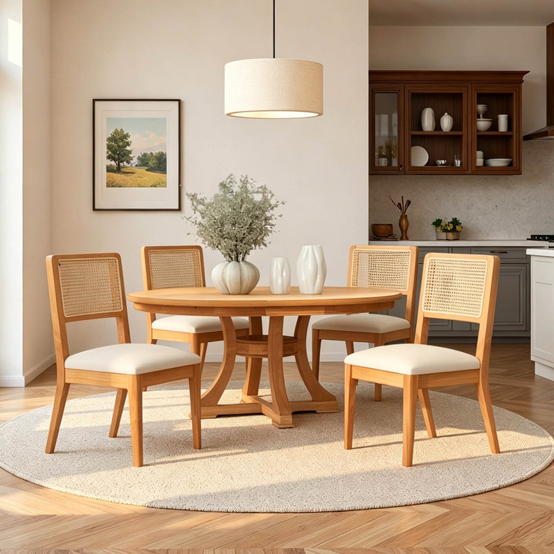 Ensemble de table de salle à manger extensible 5 pièces avec 4 chaises rembourrées French Country, 5 Pieces: Table, 4 Chairs