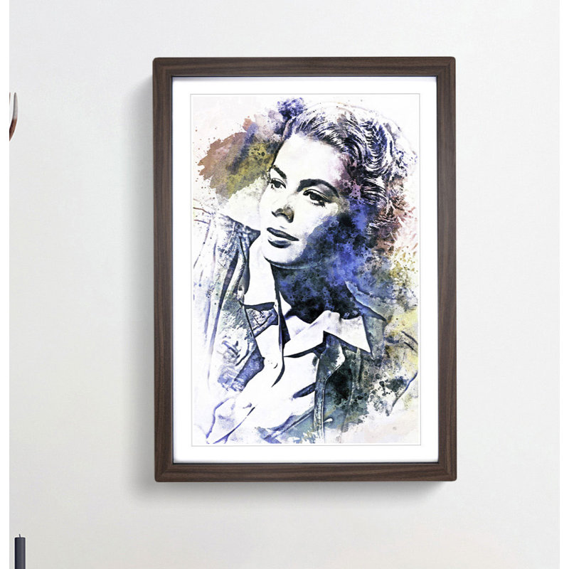 Ingrid Bergman in Abstract - Framed Print, Walnut, 60cm H x 40cm W x 2cm D