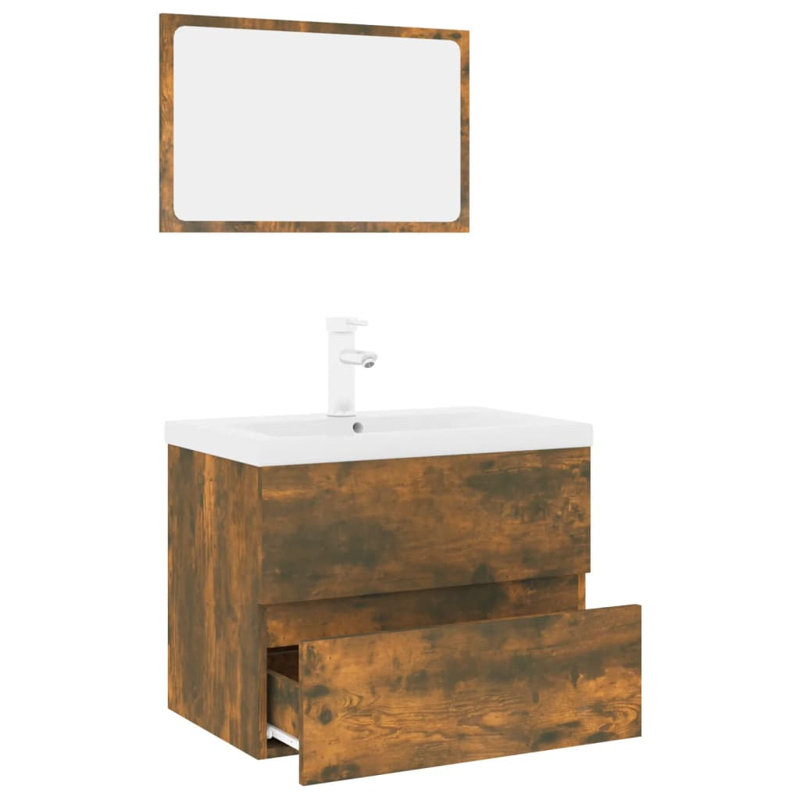 Capricorn Bathroom Storage Furniture Set, Smoked Oak
