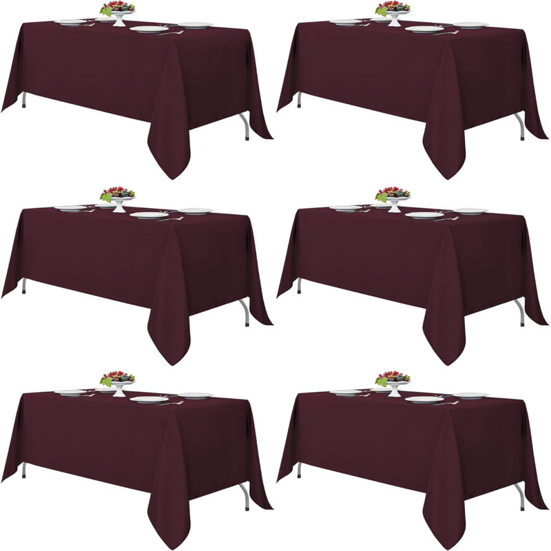 6 Pack Table Cloth For Rectangle Table,Polyester Fabric Tablecloths Rectangular Table Covers 6-8Ft For Party, Banquet, Dining, Wedding, Graduation