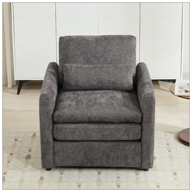Fauteuil confortable en chenille surdimensionné avec coussin double et coussin lombaire amovible pour un confort ultime