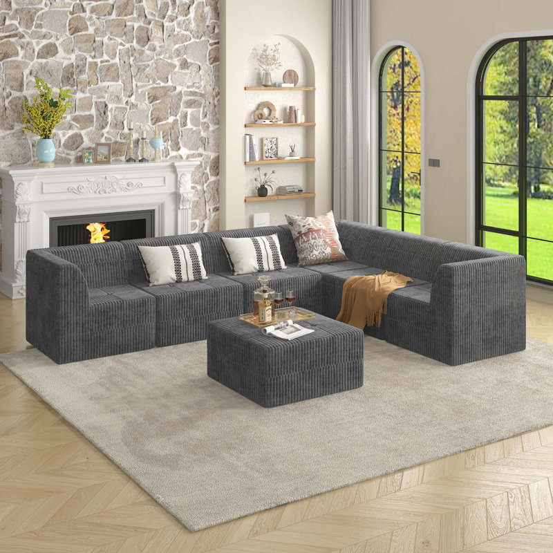 Canapé modulaire Boneless L, Gris