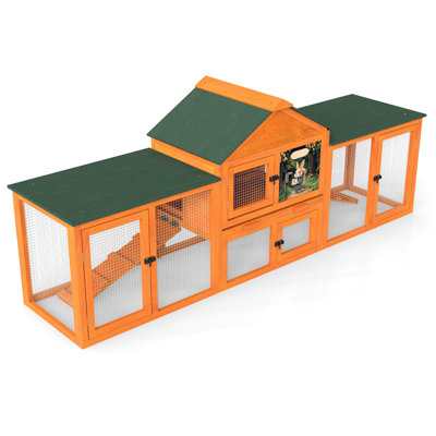 Orange Rabbit With Rest Area, 2 Play Spaces, Handles, Ramps, Removable Tray And Waterproof Protection For Indoor/outdoor Habitat Large - Areas, Detach