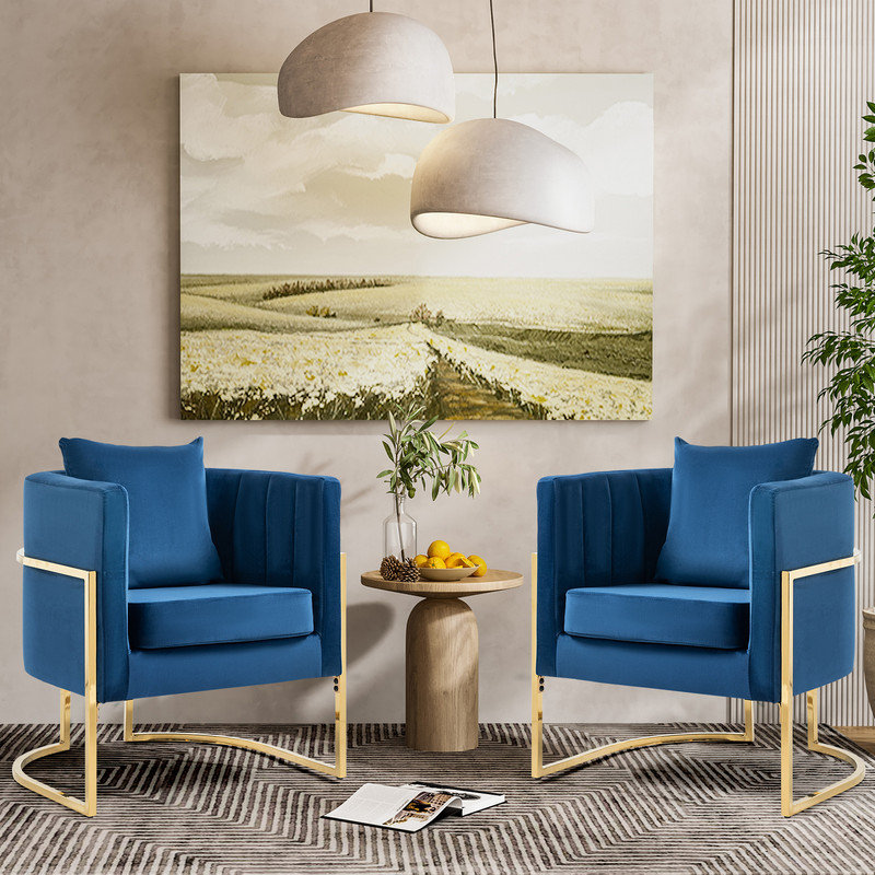 Fauteuil d'appoint demi-tonneau en velours avec coussin, Île Seymour Nord, Galapagos