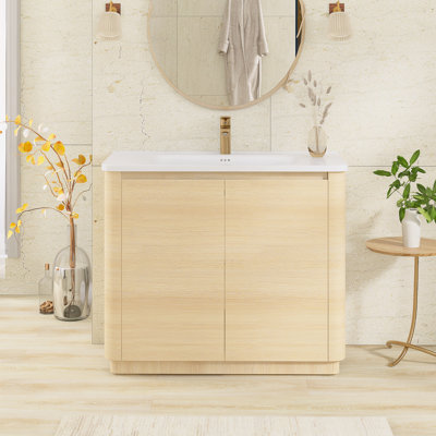 Ensemble de meuble-lavabo autoportant 39,8 po avec comptoir en céramique 39,8 po