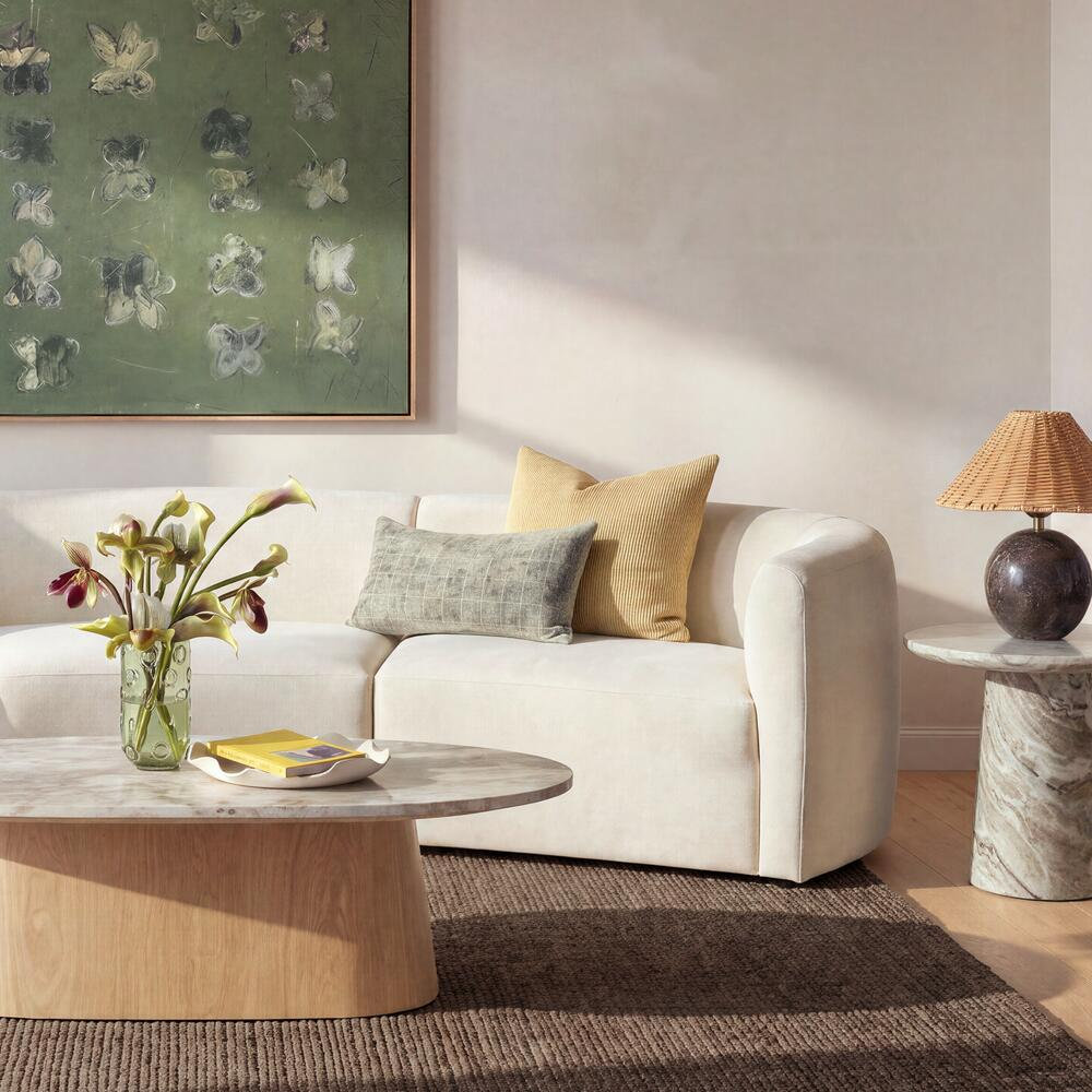 Becki Owens x Surya Portola Genuine Marble End Table