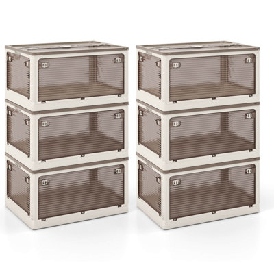 6 Pack Stackable Storage Bins With Lids 54 Gallon Collapsible Plastic Container Box