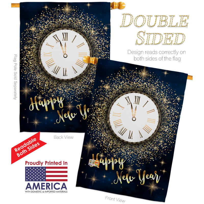 Ensemble de drapeaux en polyester 40 x 28 po Countdown New Year