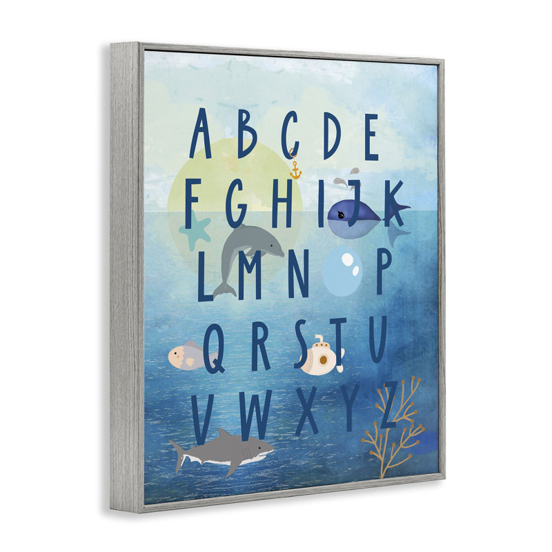 «Sea Creatures Alphabet», art de la giclée encadrée par Daniela Santiago, Estampe numérique Farmhouse, H 20 po x l 16 po
