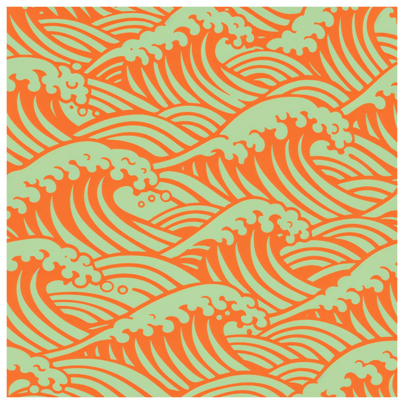 Couvertures orange Ocean Waves, 50in W x 60in H