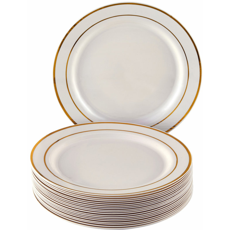 Disposable Dinner Plate, Ivory/Gold