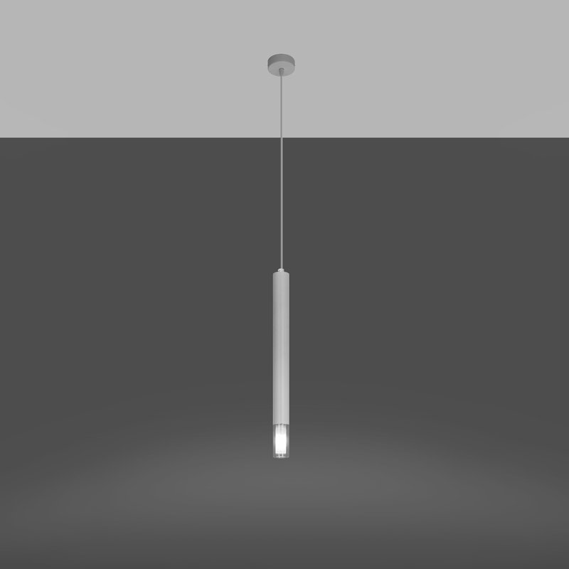 Wezyr 1 - Light Stainless Steel Cylinder Pendant, White