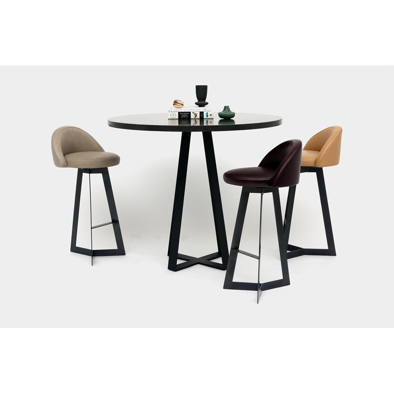 Sea Smoke Round Stone Dining Table, Belgium Black, 42" W x 42" L