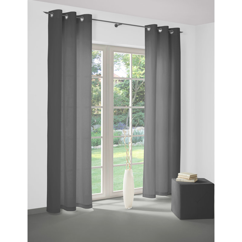 Newbury Room Darkening Eyelet Curtain Panel Panel, 145cm H x 132cm W, Grey