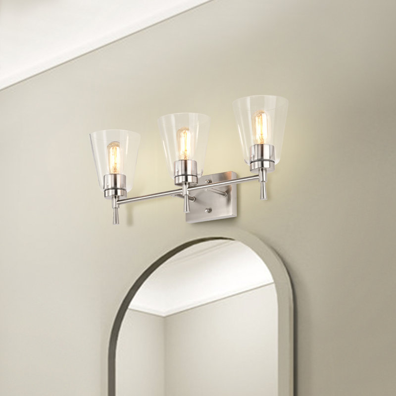 3 - Light Dimmable Vanity Light, Brushed Nickel