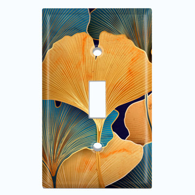 Plaque murale interrupteur à bascule fleur orange et bleu