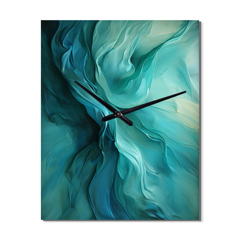 Turquoise Tranquility V - Abstract Landscape Modern Wall Clock, Small