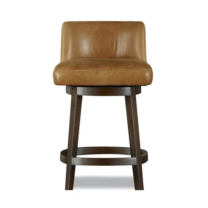 Upholstered Stool with Solid Wood Frame, Smokey