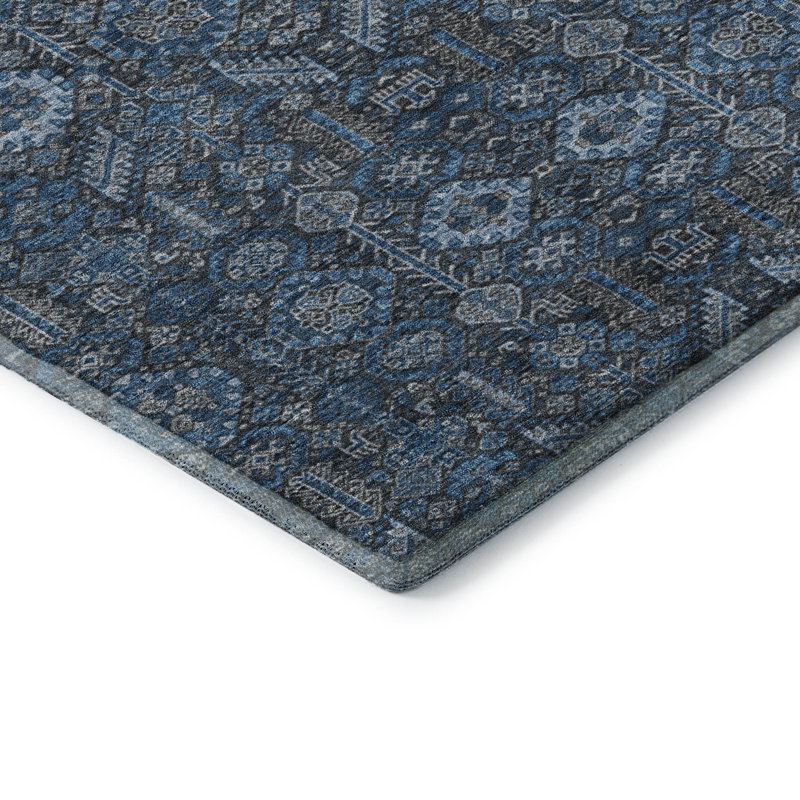 Premium Machine Washable Cerrito AMF574 Blue Rug, Rectangle 2'6" x 3'10"