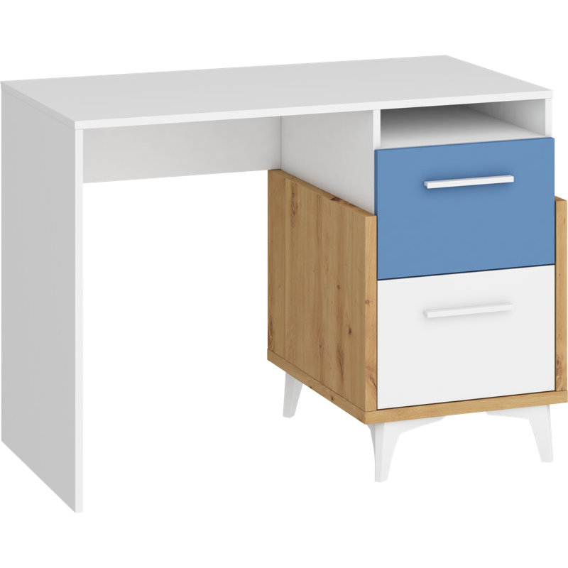 Mazzeo Writing Desk, 76cm H x 105cm W x 57cm D, Blue, Right