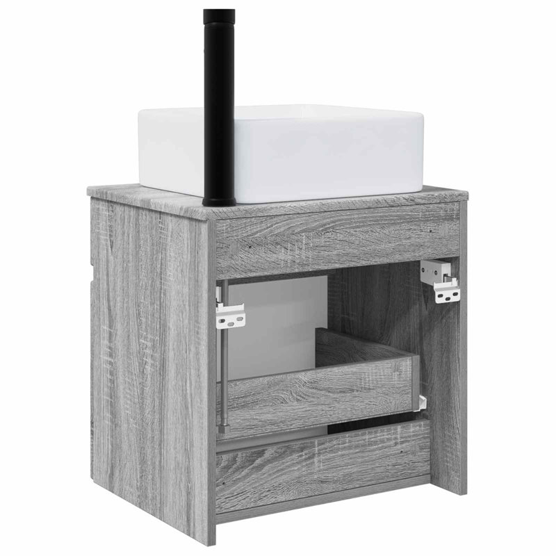 Single Bathroom Vanity with Ceramic Basin, Grey Sonoma