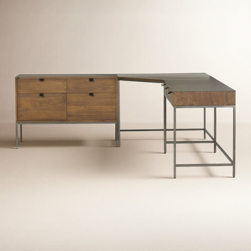 Trey Solid Wood Modular L-Shaped Executive Desk, Auburn Poplar