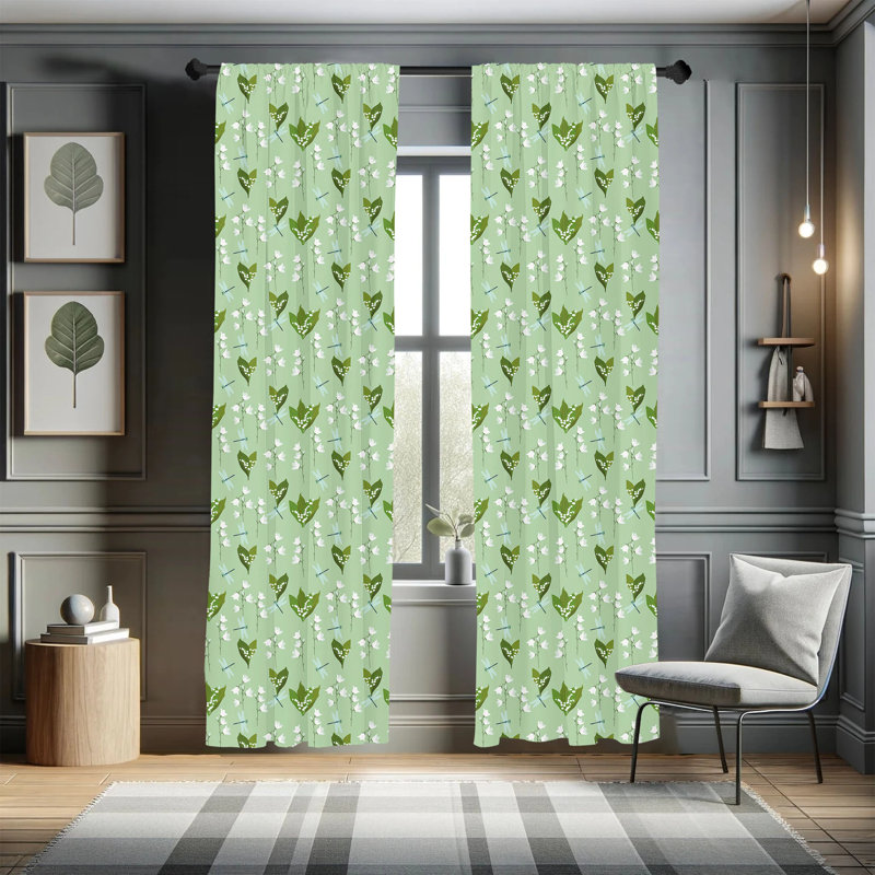 Panneau coulissant floral semi-diaphane avec passe-tringle, 28 po x 63 po