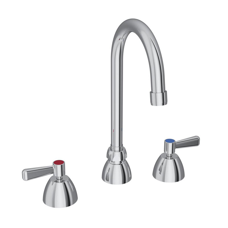 Ensemble de robinetterie 8 "avec robinet de terrasse dissimulé avec bec col de cygne 5" et poignées leviers 2 "chrome