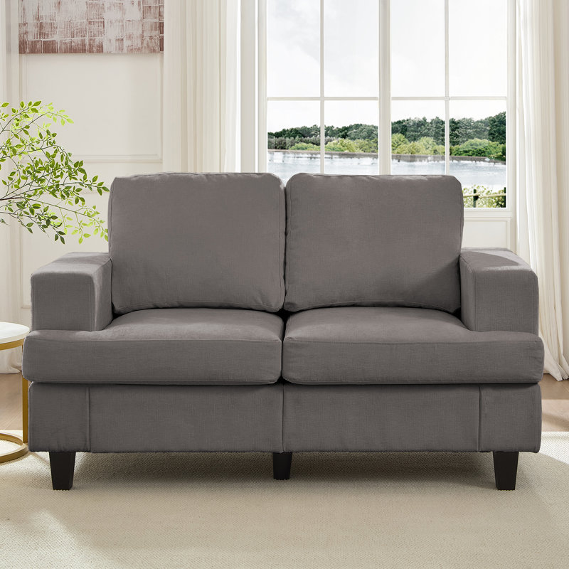 Modern 56" Chenille Loveseat Sofa, Compact 2-seater With Solid Wood Frame For Small Spaces & Apartments, Gray