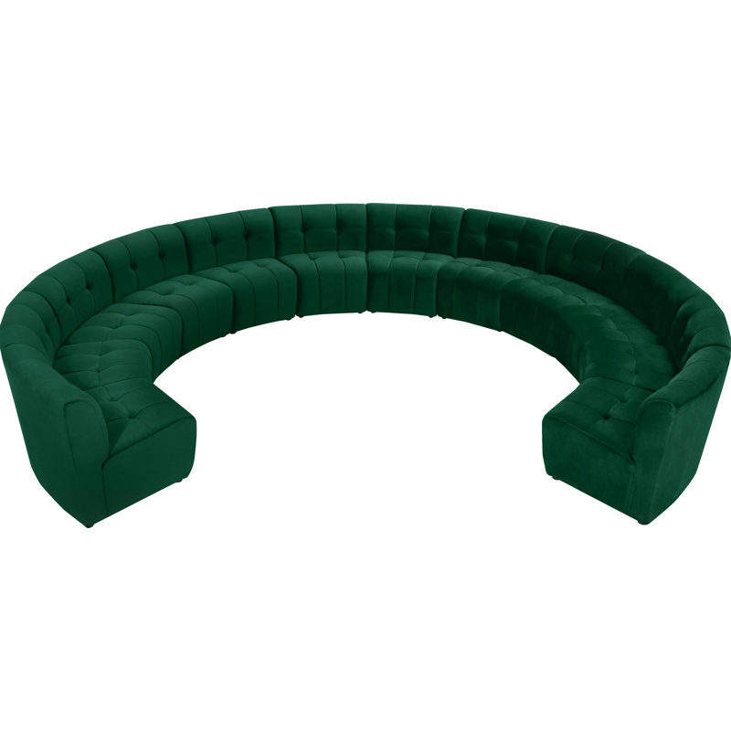 Jedson 173" Wide Velvet Symmetrical Modular Corner Sectional, Green Velvet