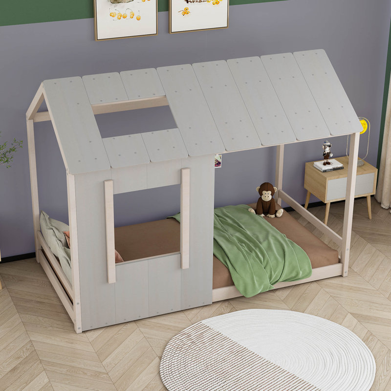 Lit plateforme simple Panguitch, Blanc / Gris