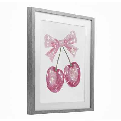 «Pink Star Sparkle Cherries», reproduction encadrée sous verre, design by Creative Studio