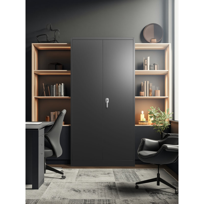 Étagères de rangement en métal, armoire de rangement verrouillable en acier pour bureau, H 71,23 po x l 35,43 po x P 17,72 po