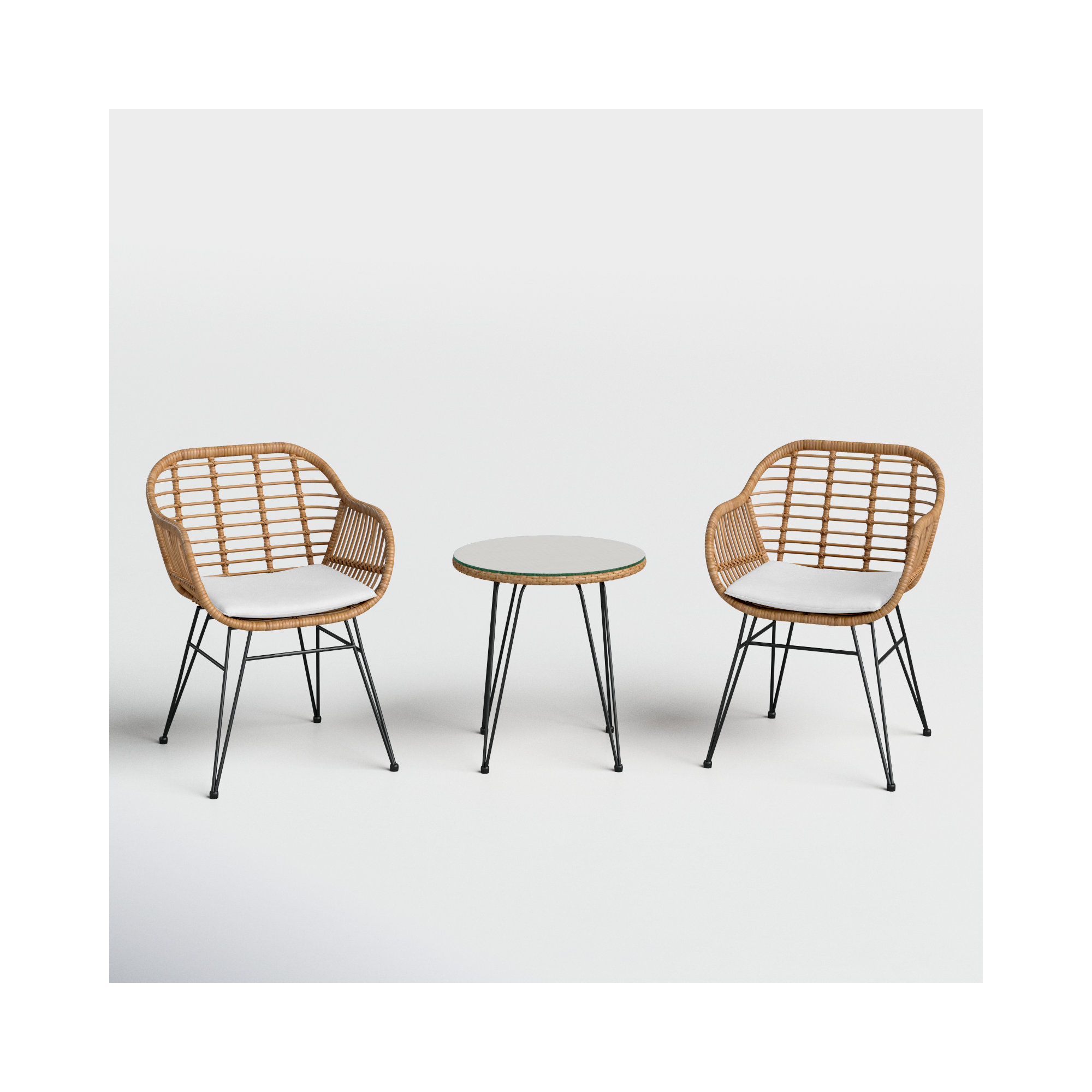 Fuze Wicker 2 - Person Patio Conversation Set with Cushions, White