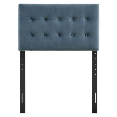 Emily Stain-Resistant Performance Velvet Twin Size Headboard In Cadet Blue