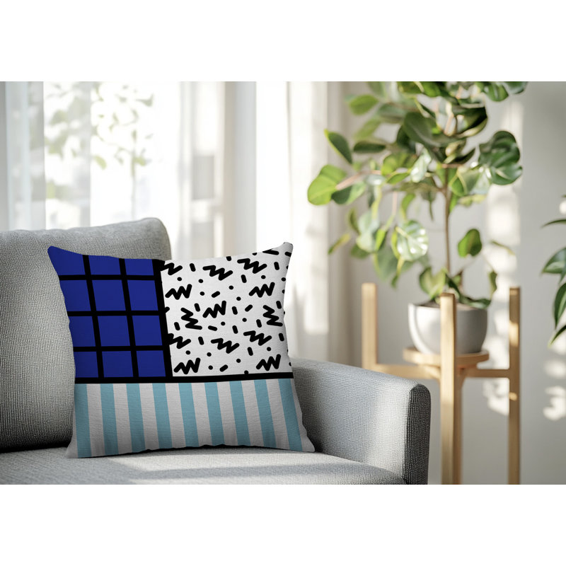 Oreiller carré réversible intérieur / extérieur Minka, Carré 18 po, Bleu marine