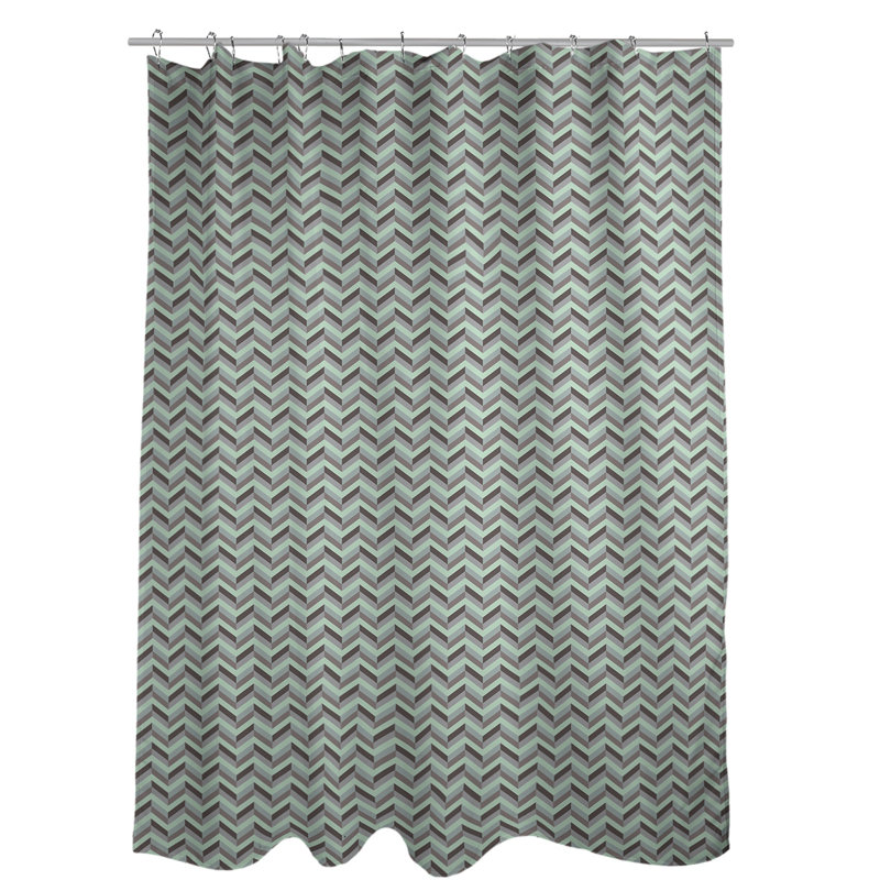 Rideau de douche simple à chevrons, Vert menthe / brun