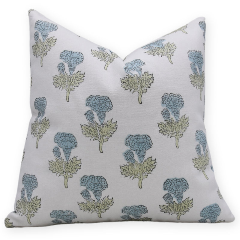 Floral Cotton Indoor/Outdoor Pillow Cover, 14"H x 14"W