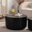 Ensemble de tables basses rondes en bois 26,77 po comprenant 2 tables de salon avec 2 tables d'appoint cannelées en bois massif et en panneau de fibres à densité moyenne (/ 19,69 po) pour les petites tables d'appoint de salon / chambre à coucher