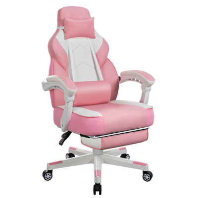 Adjustable Reclining Gaming Chair, Ergonomic Faux Leather Swiveling PC & Racing Computer Chair with Footrest and Lumbar Support