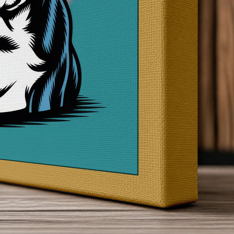 Cool Bulldog Modern - Wrapped Canvas, 36x24 - 91.4 x 61.0 cm, Ochre Border