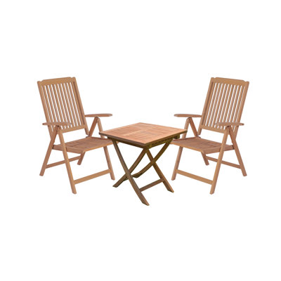 Amannda 2 - Person Teak Wood Patio Dining Set with Square Table